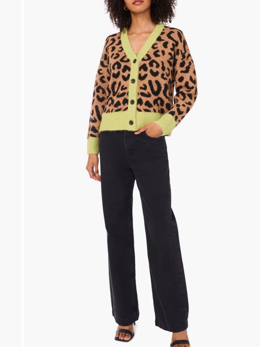 Leopard trim color block Sweater